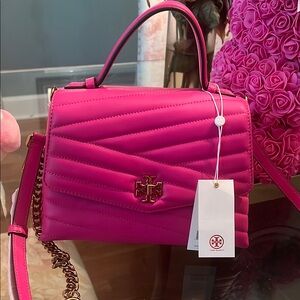 Tory Burch Pink Chevron Quilted Crossbody Bag